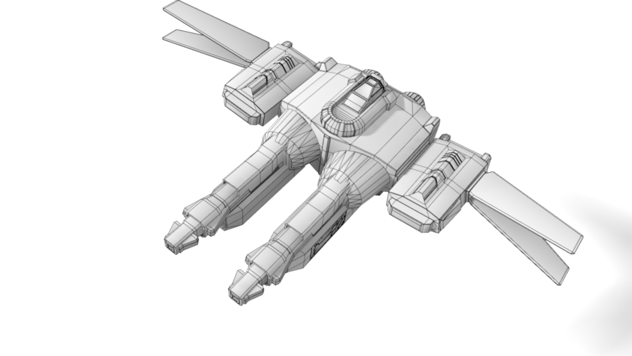 Low-poly space fighter Low-poly 3D model_6