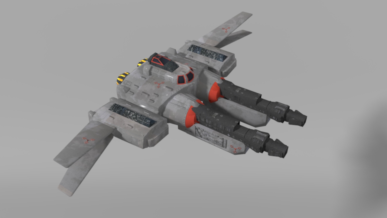 Low-poly space fighter Low-poly 3D model_1