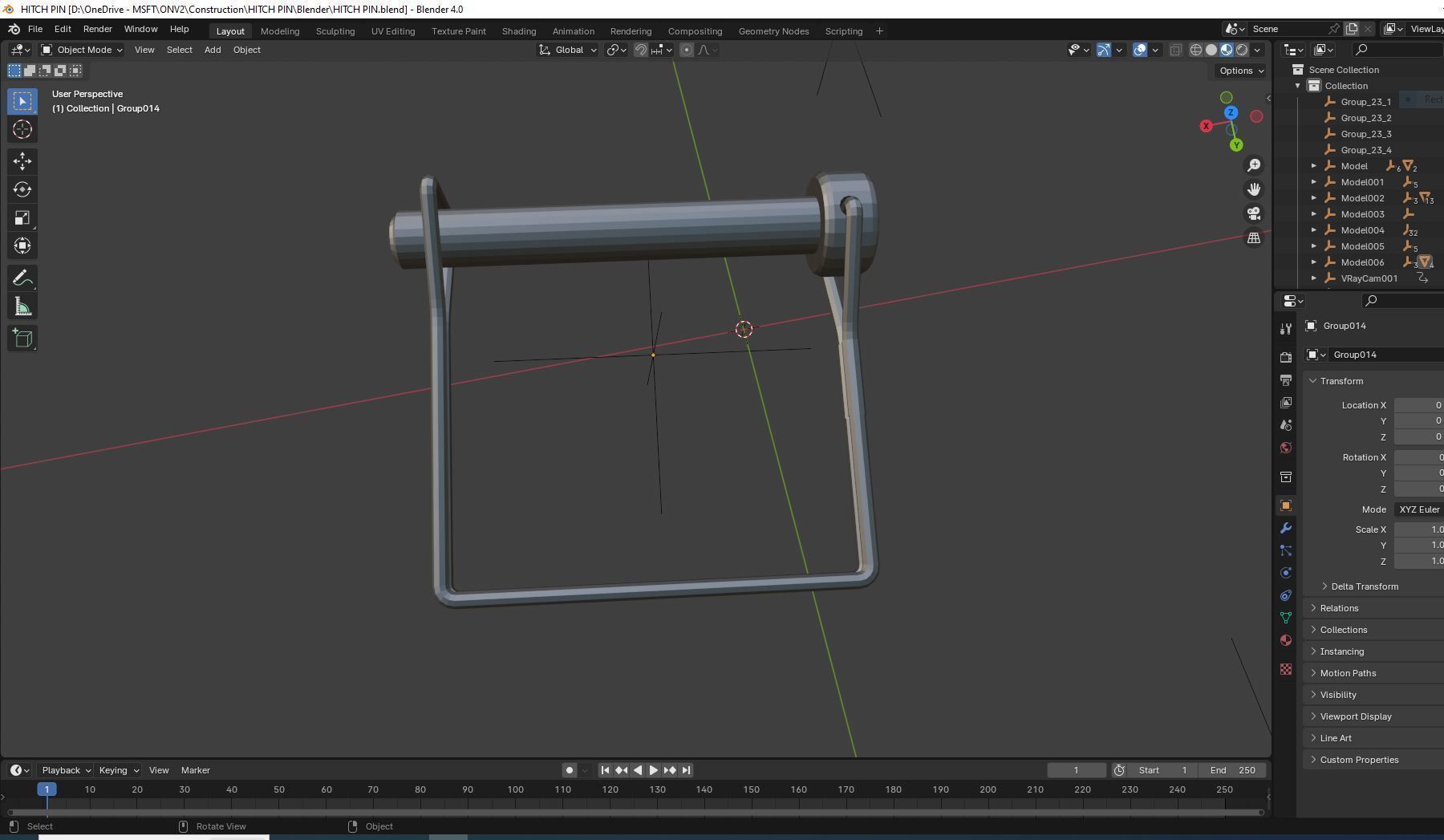 Hitch Pin Low-poly 3D model_4