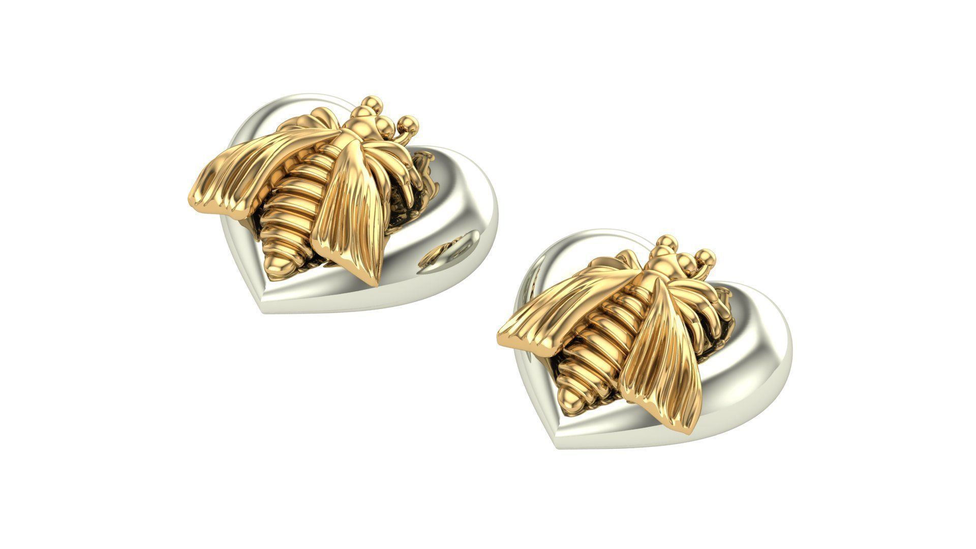 bee earring 3D print model_2