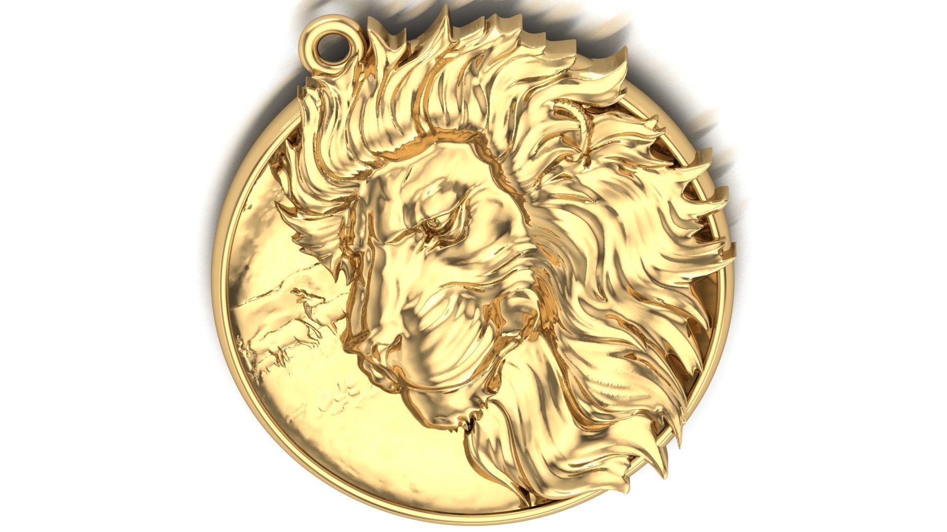 lion pendant 3D print model_4