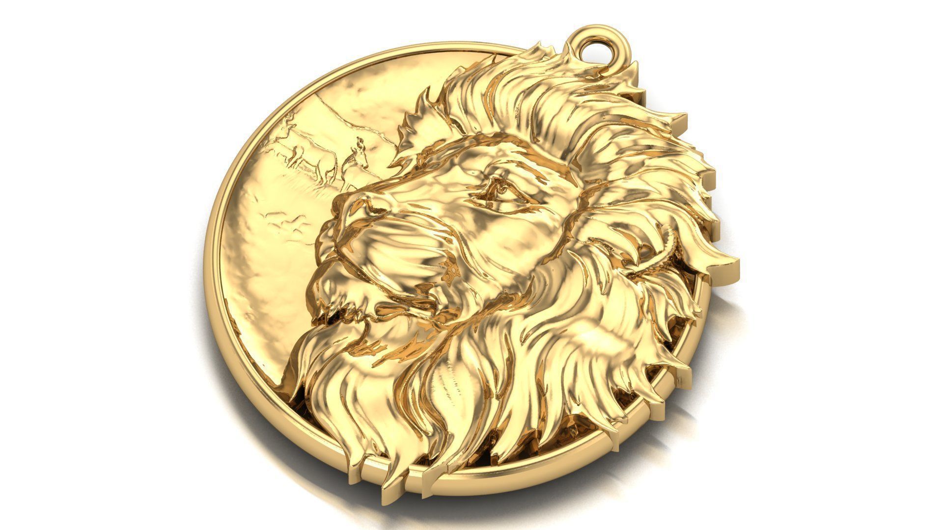 lion pendant 3D print model_1
