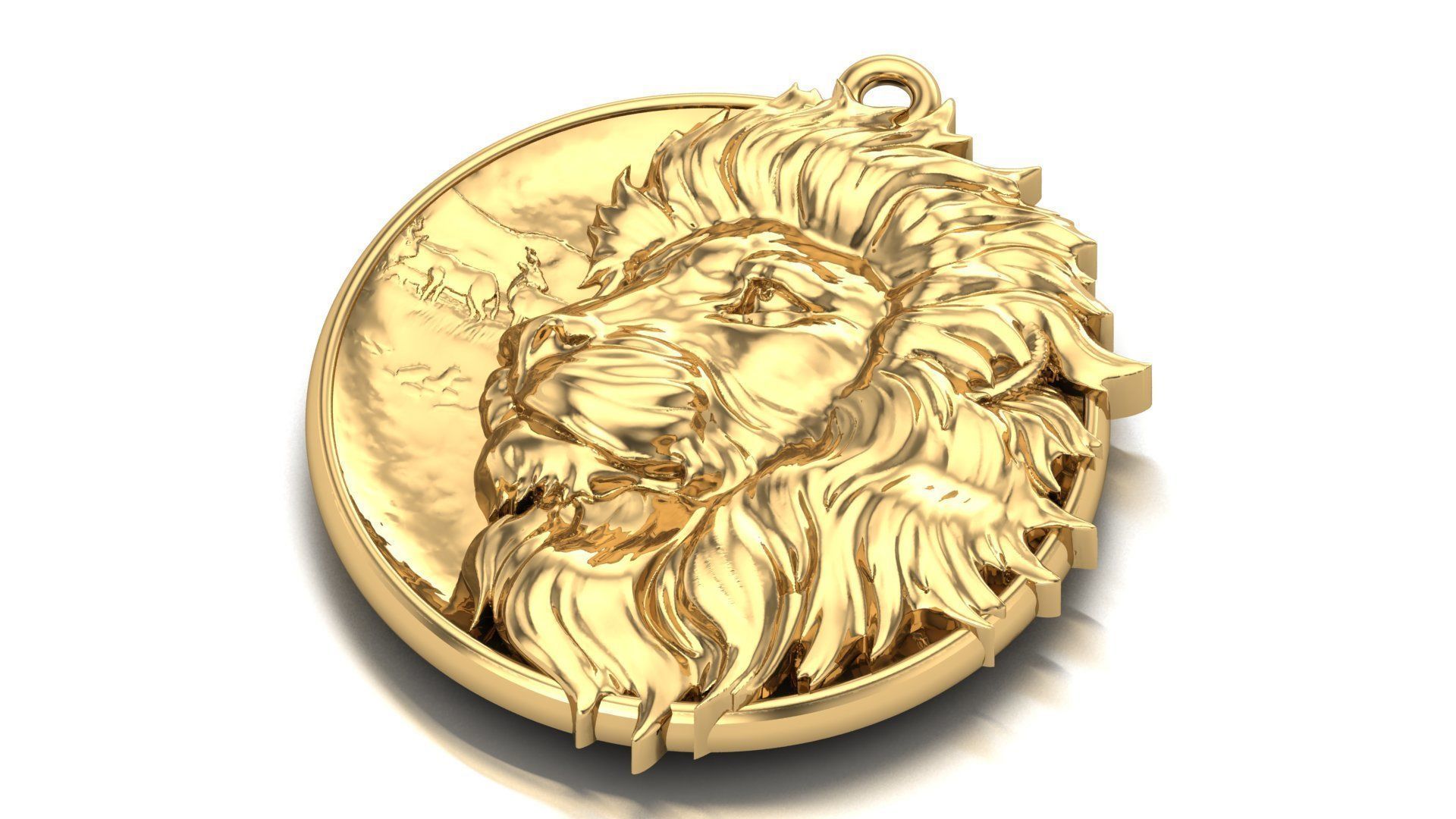 lion pendant 3D print model_3