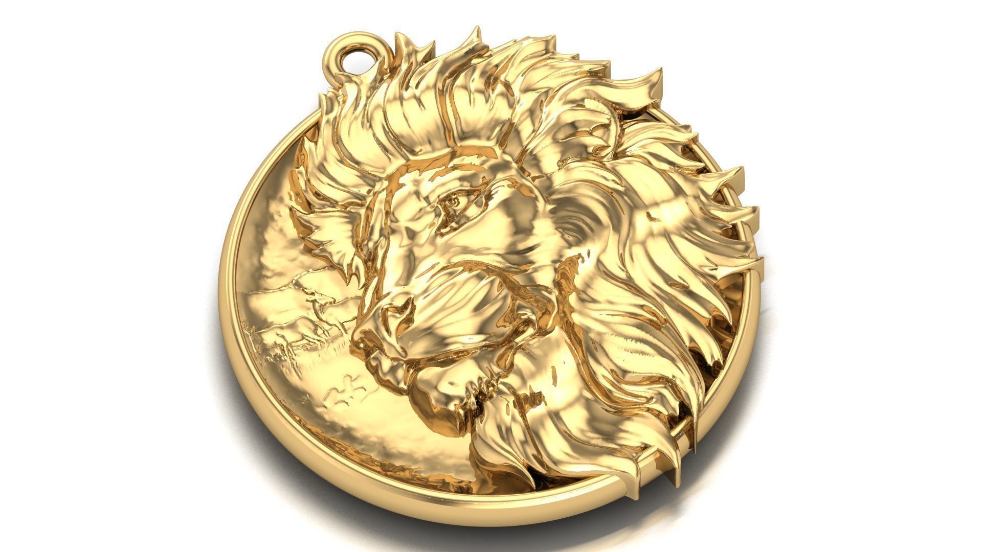 lion pendant 3D print model_2