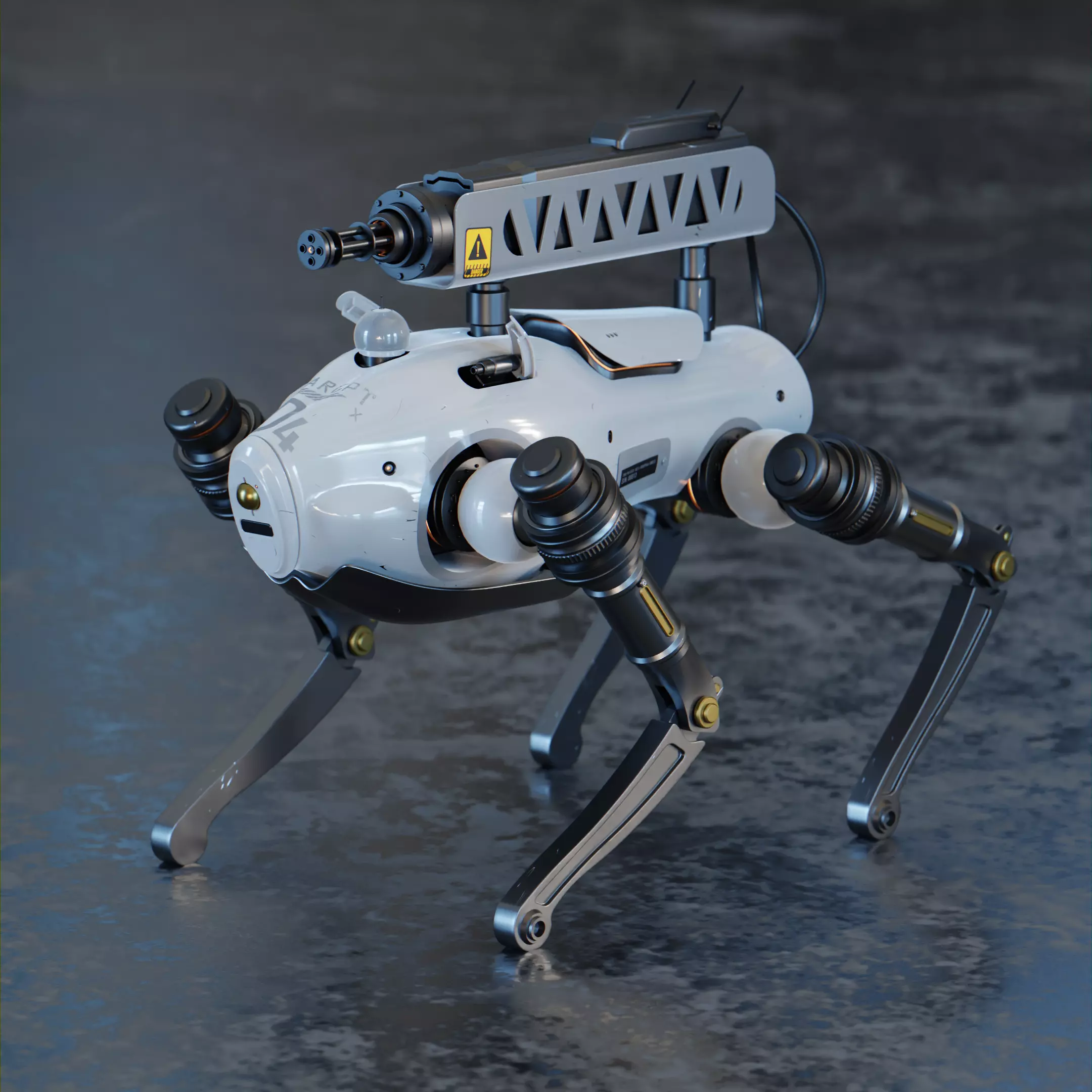 Robot Dog for war - With binding and animation Low-poly 3D model_0