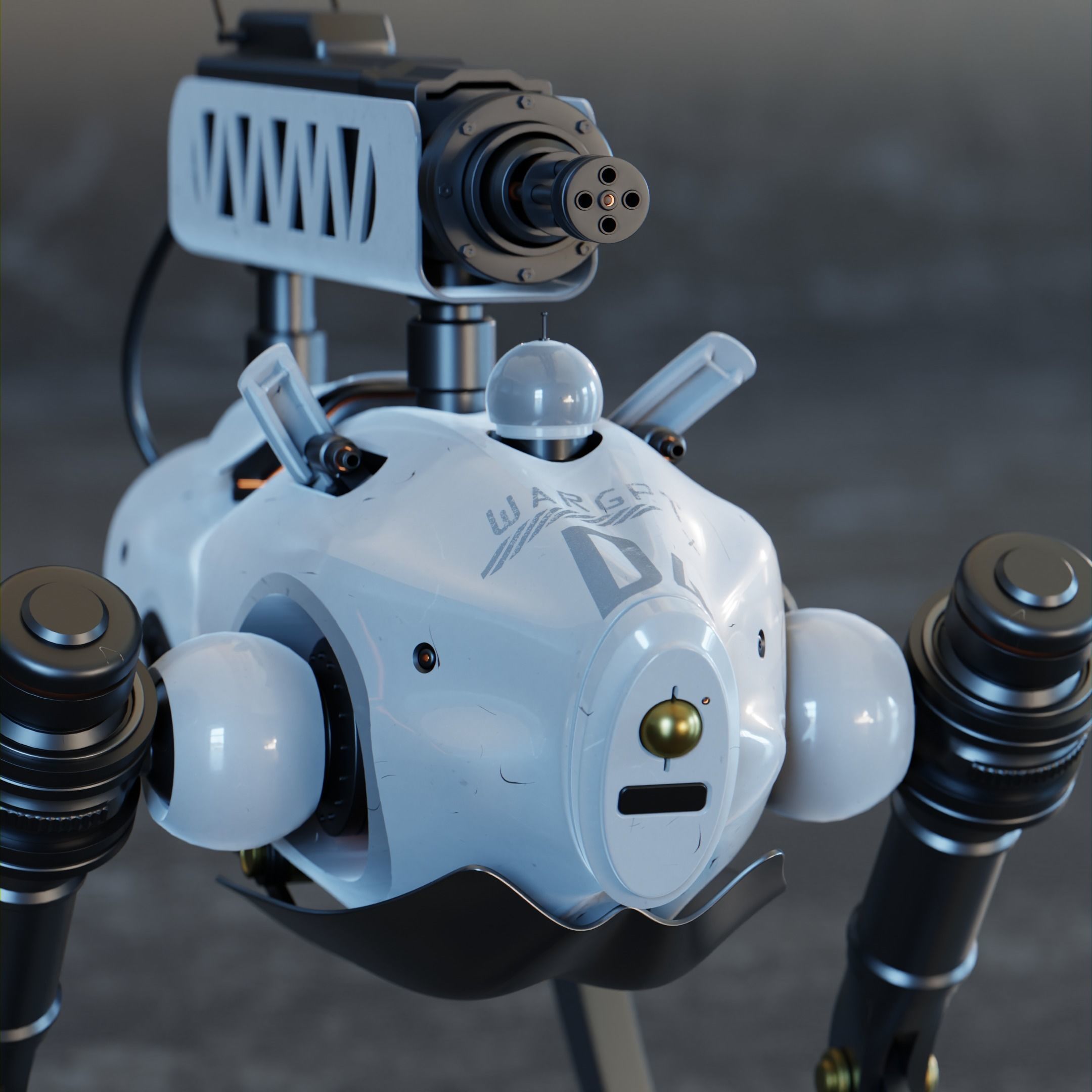 Robot Dog for war - With binding and animation Low-poly 3D model_5