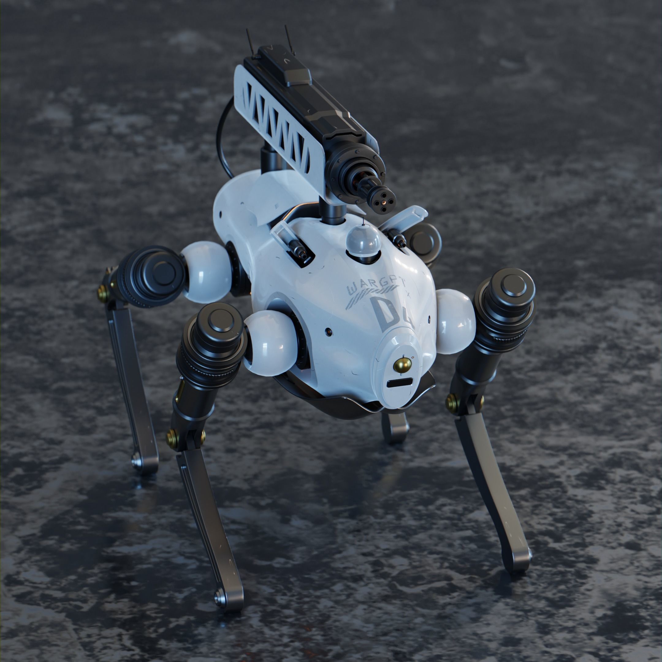 Robot Dog for war - With binding and animation Low-poly 3D model_3