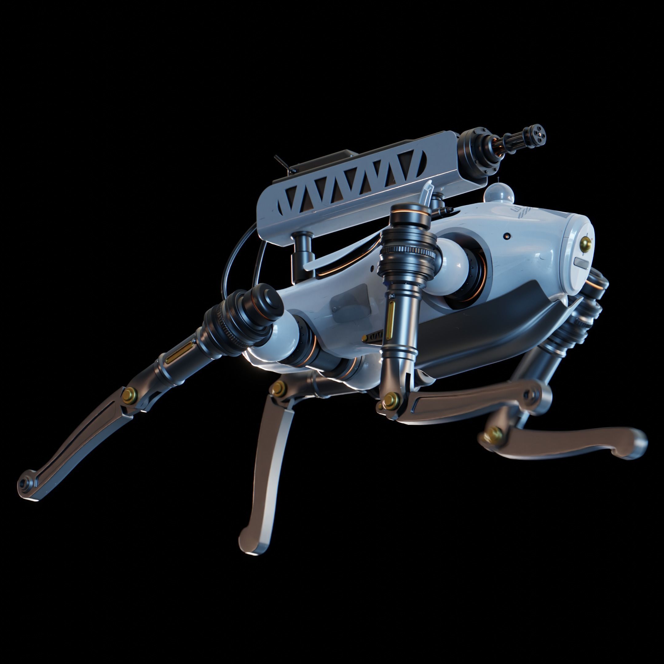 Robot Dog for war - With binding and animation Low-poly 3D model_9