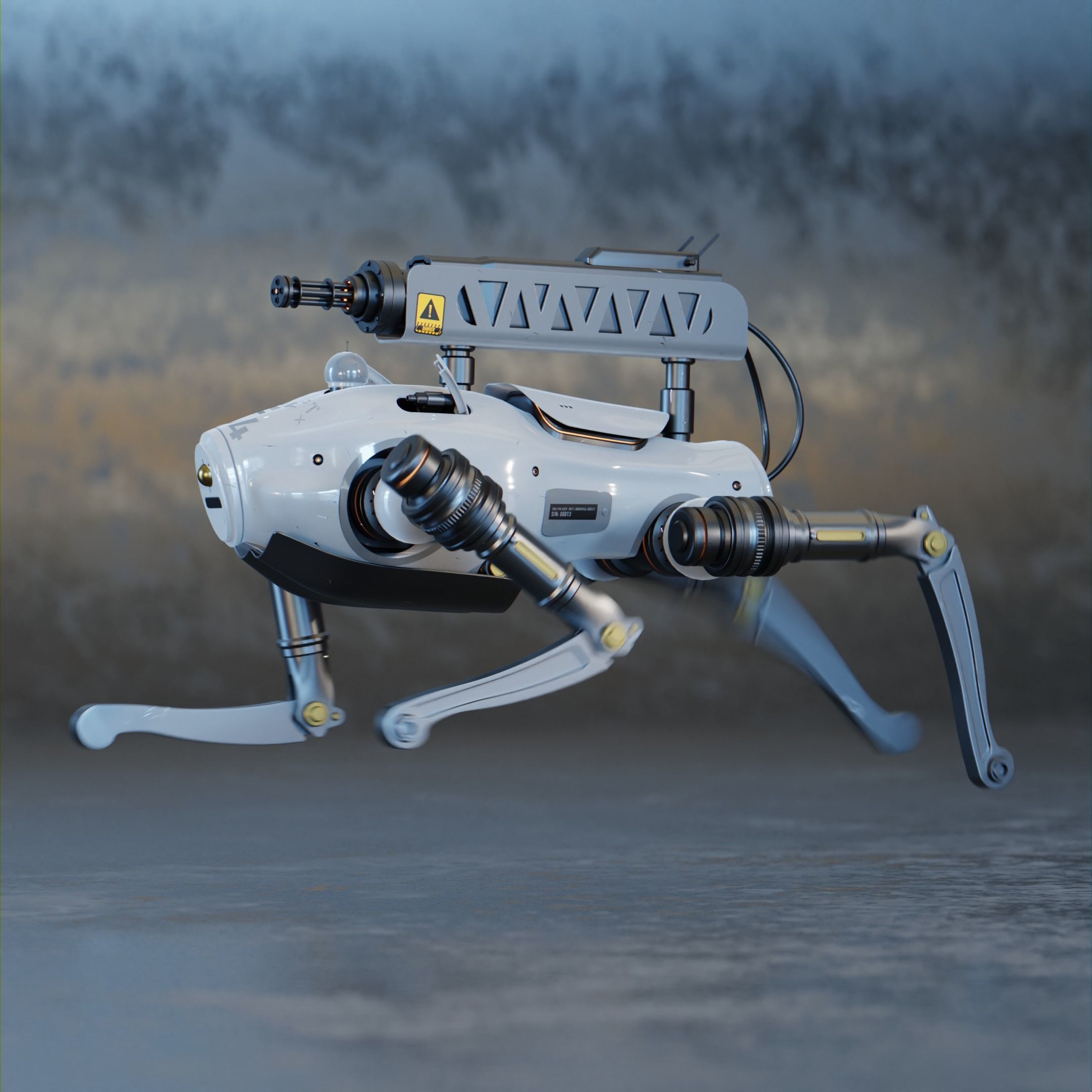 Robot Dog for war - With binding and animation Low-poly 3D model_7