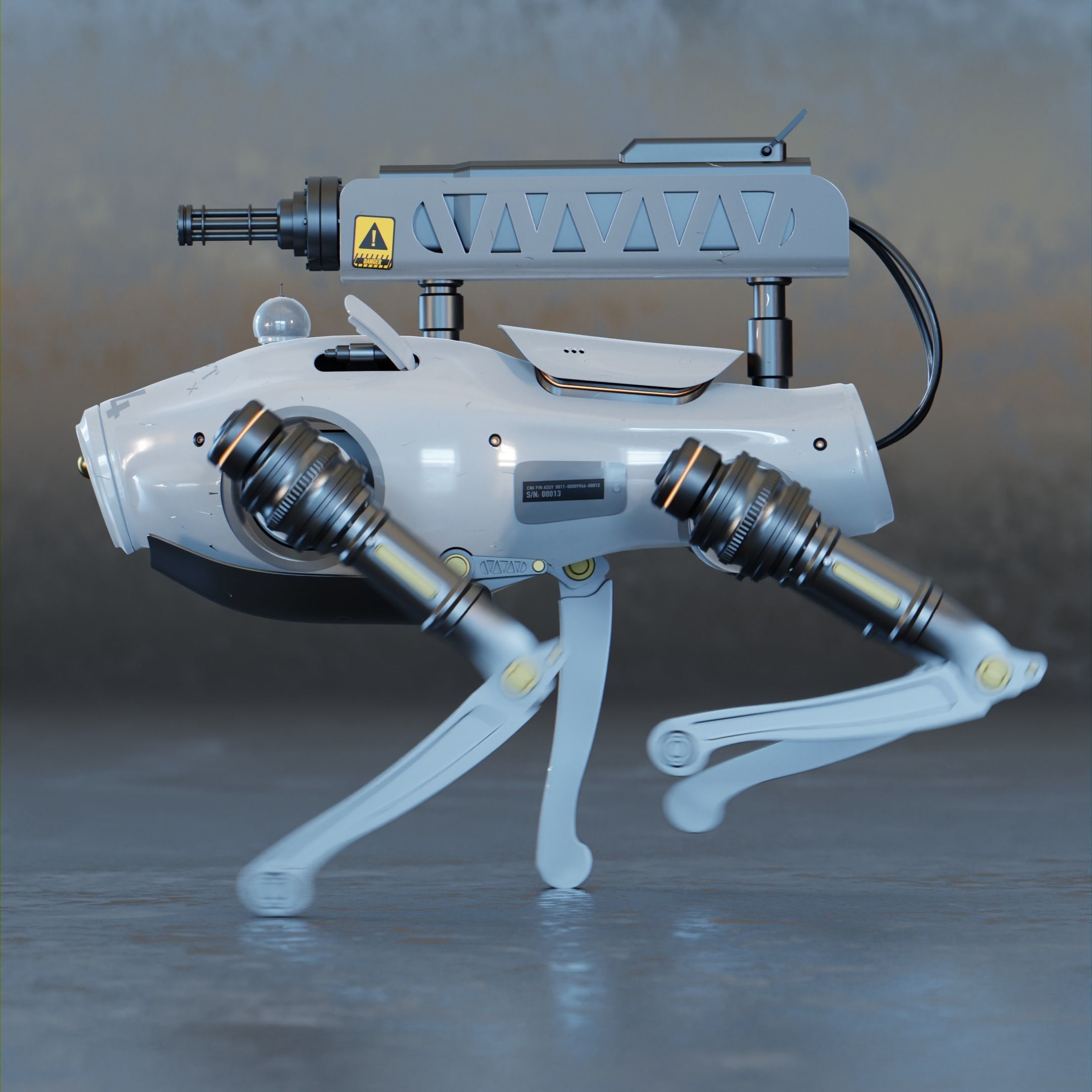Robot Dog for war - With binding and animation Low-poly 3D model_8