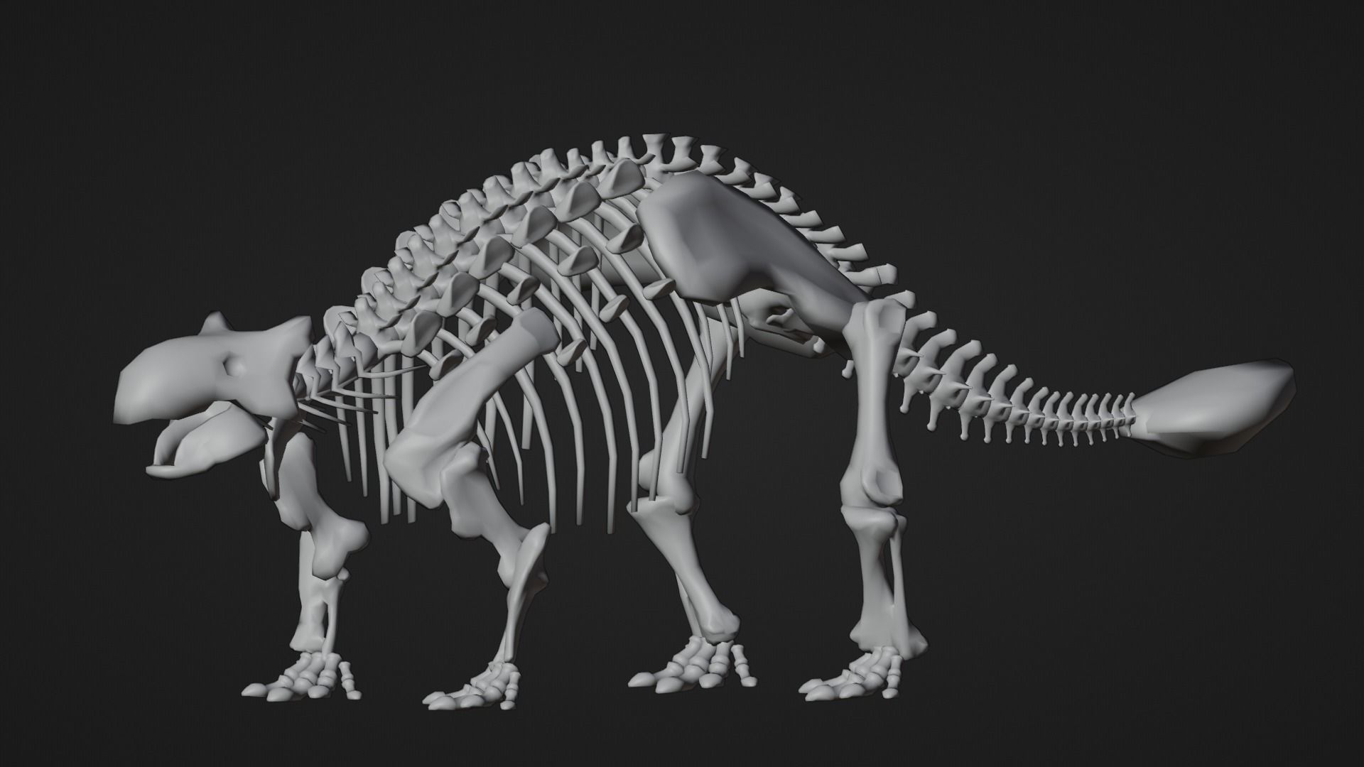 Realistic Ancient Reptilians Fossil - Ankylosaurus Low-poly 3D model_11