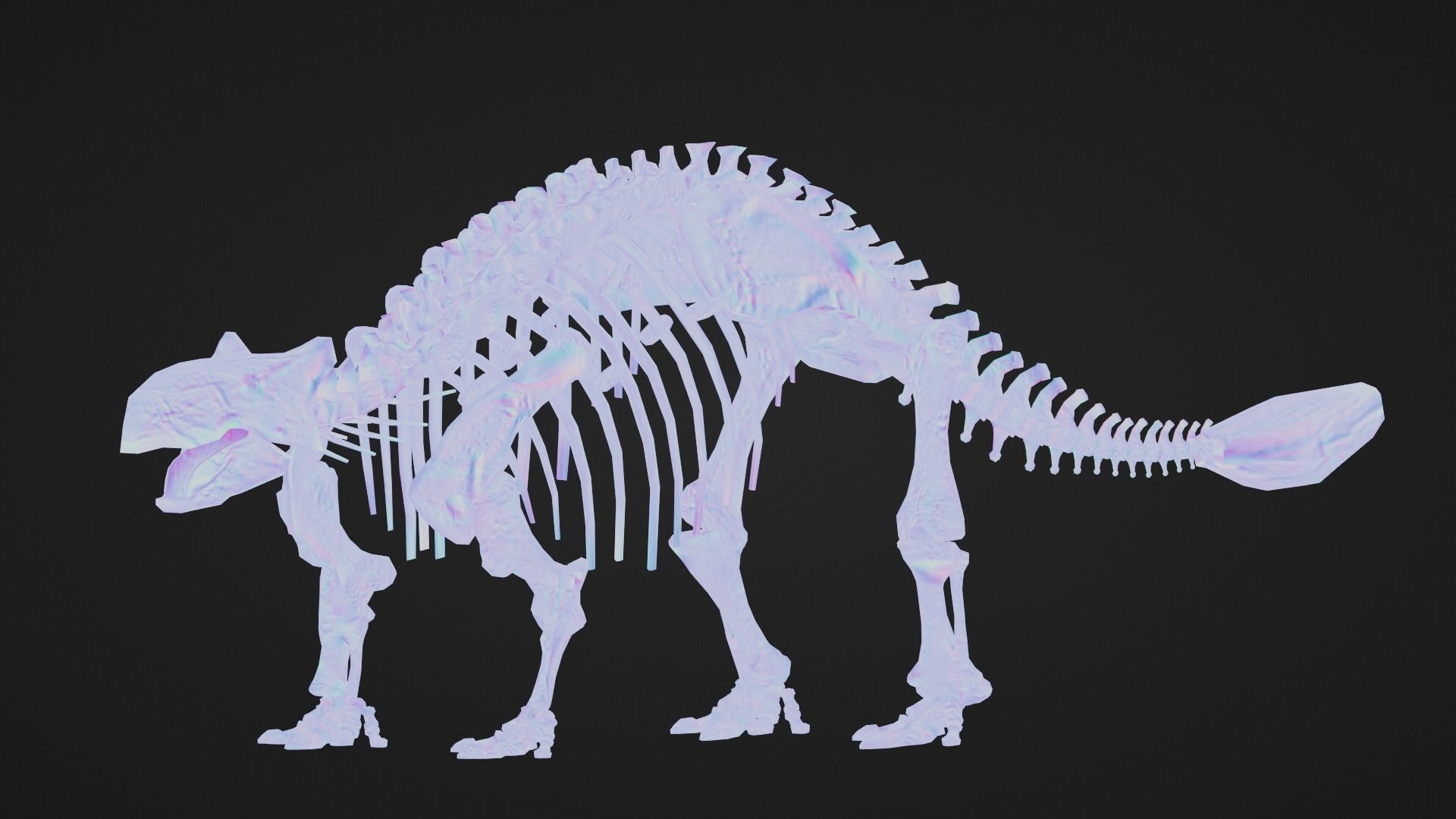 Realistic Ancient Reptilians Fossil - Ankylosaurus Low-poly 3D model_8