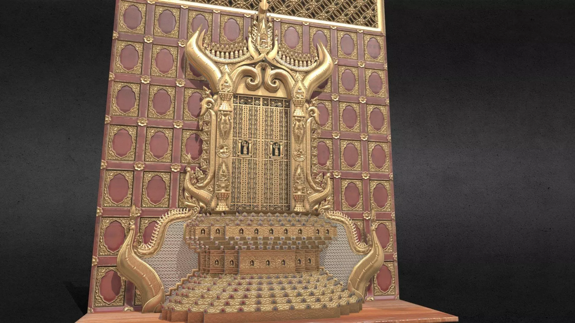 throne model Low-poly 3D model_0