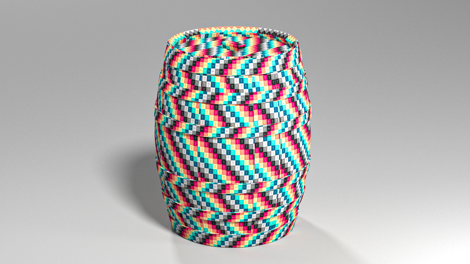 Wood Barrel Low-poly 3D model_14