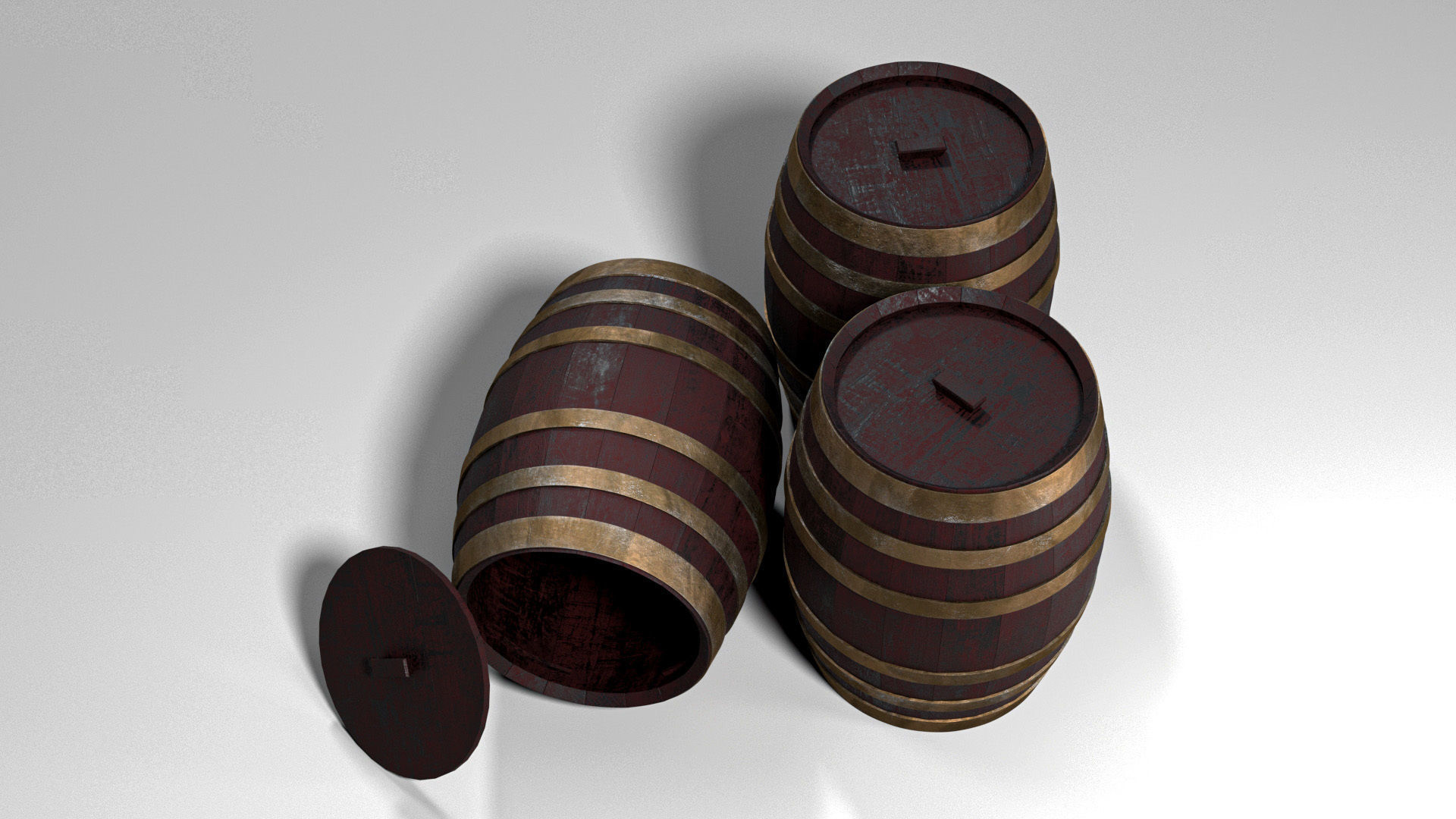 Wood Barrel Low-poly 3D model_8