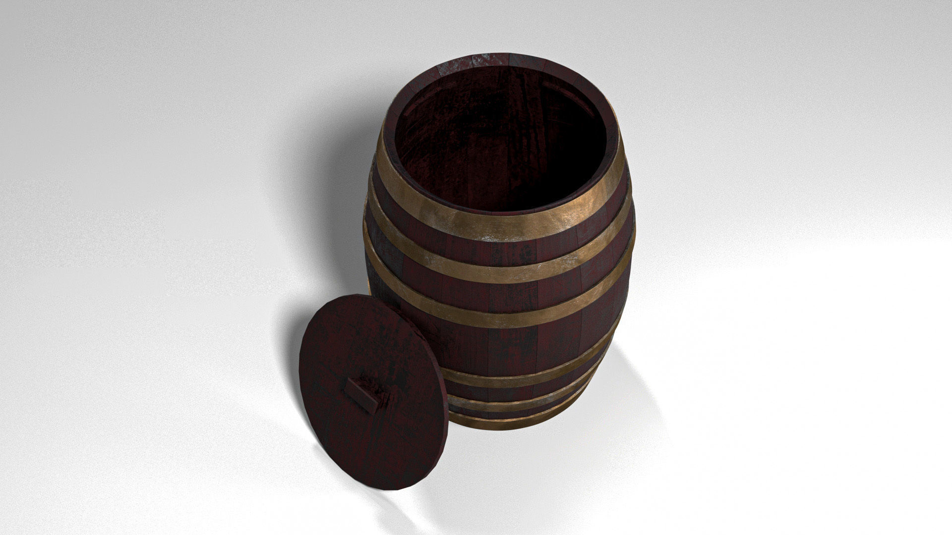 Wood Barrel Low-poly 3D model_6
