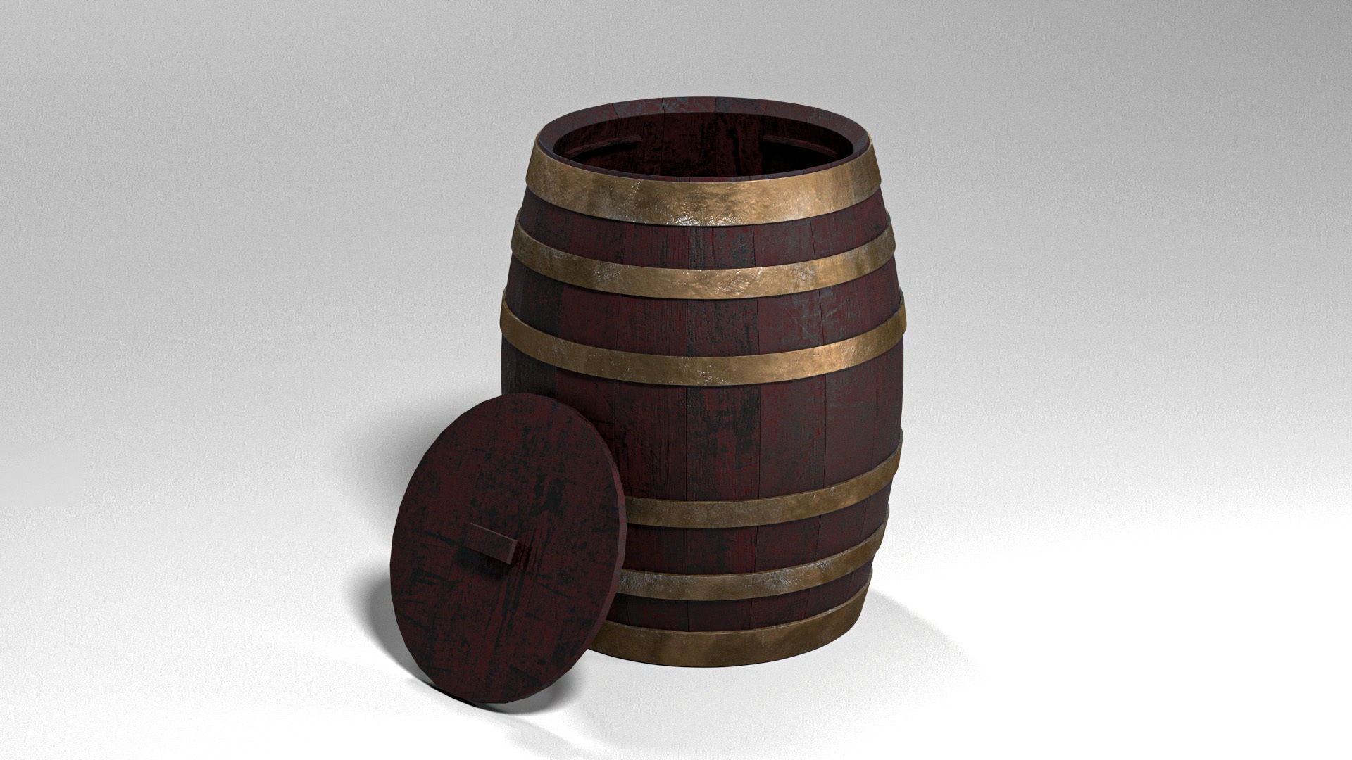 Wood Barrel Low-poly 3D model_5
