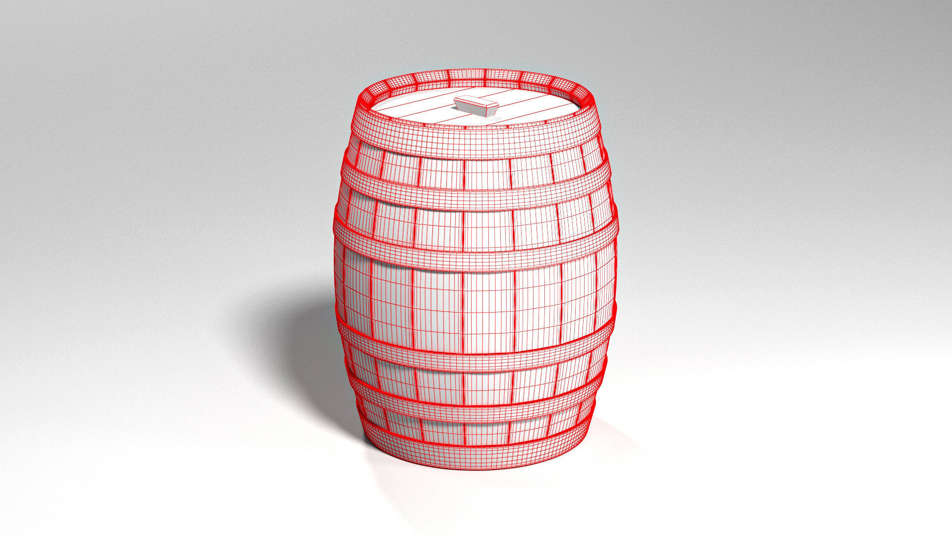 Wood Barrel Low-poly 3D model_10