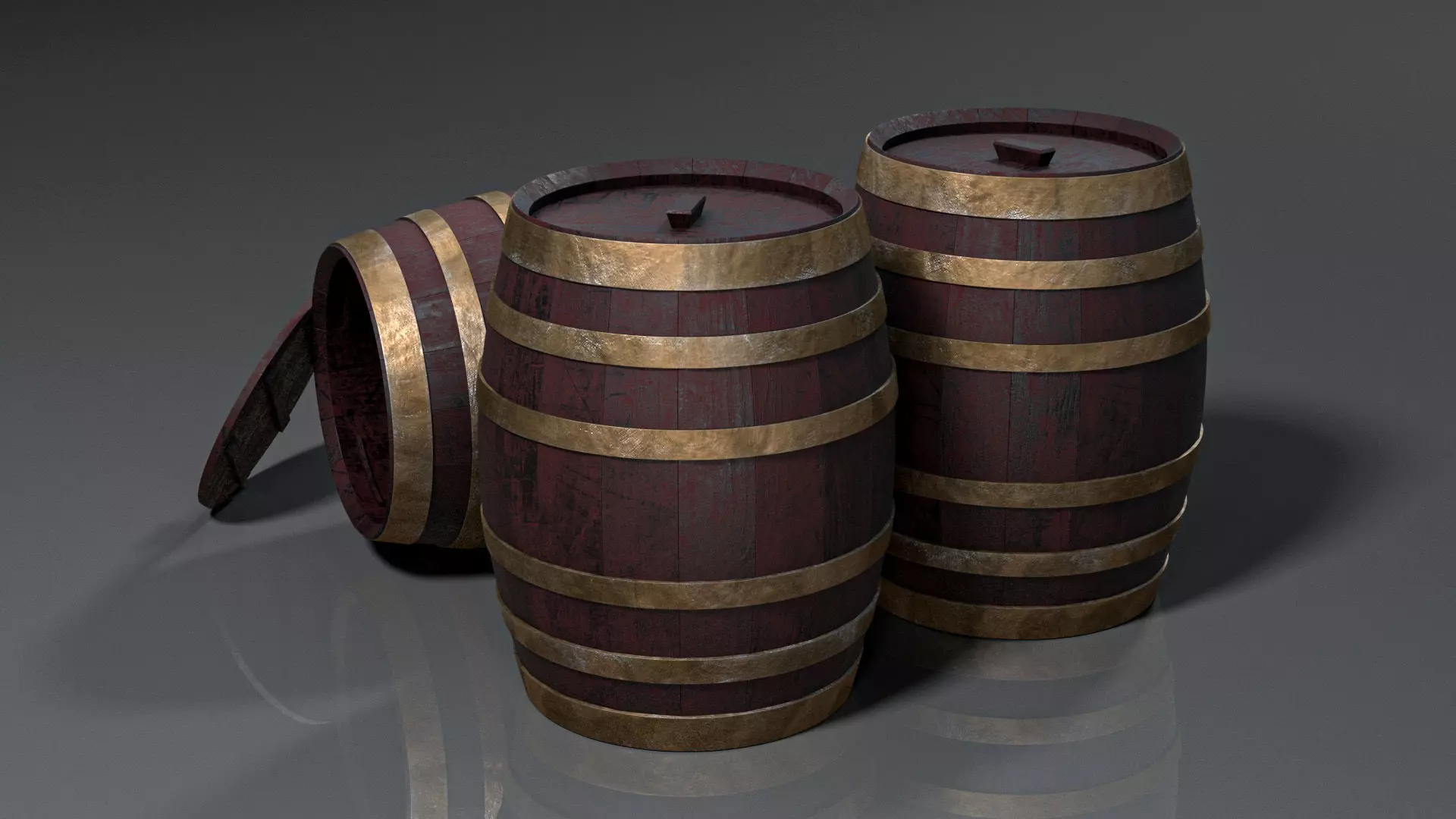 Wood Barrel Low-poly 3D model_0