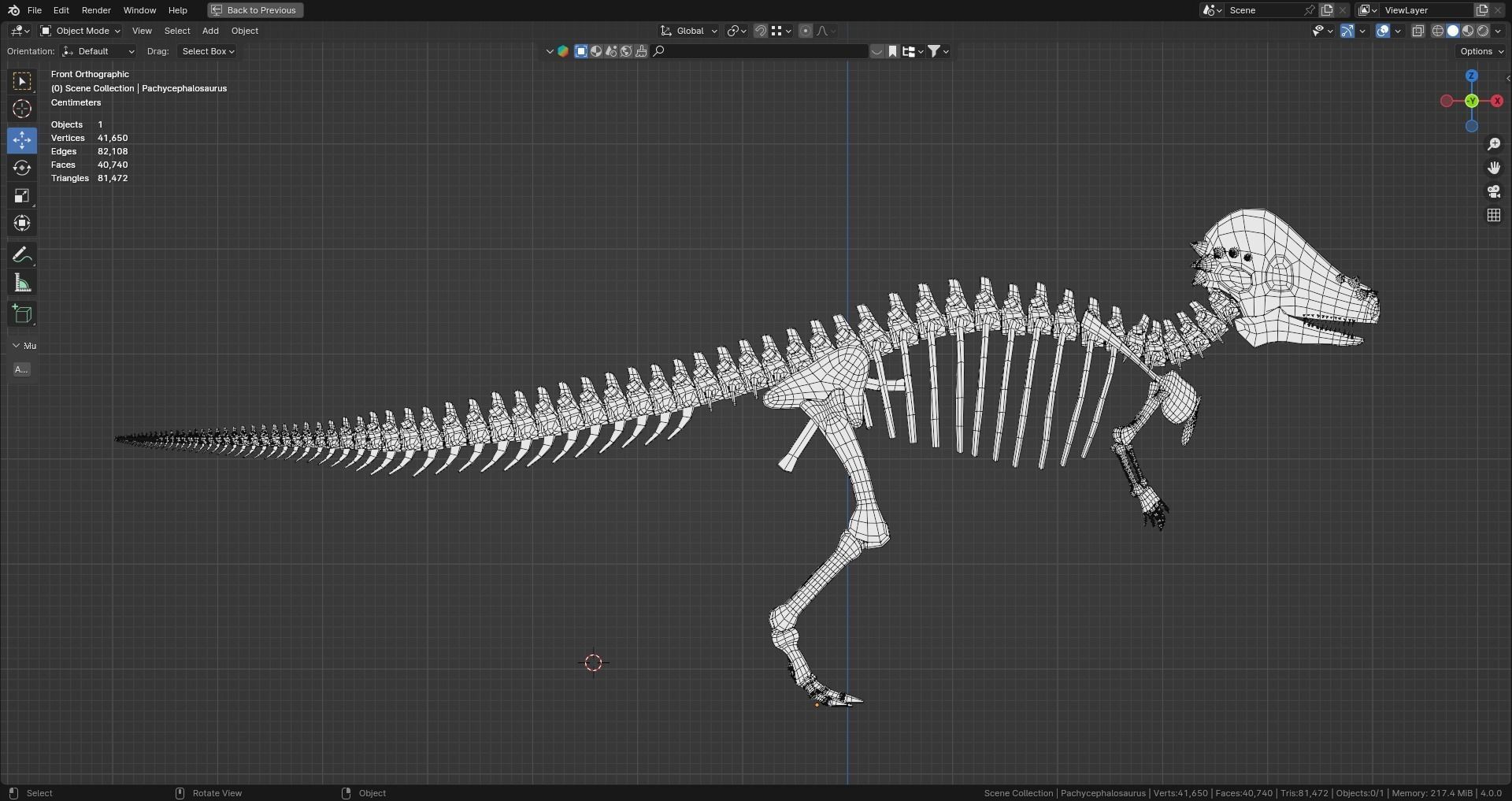 Realistic Ancient Reptilians Fossil - Pachycephalosaurus Low-poly 3D model_12