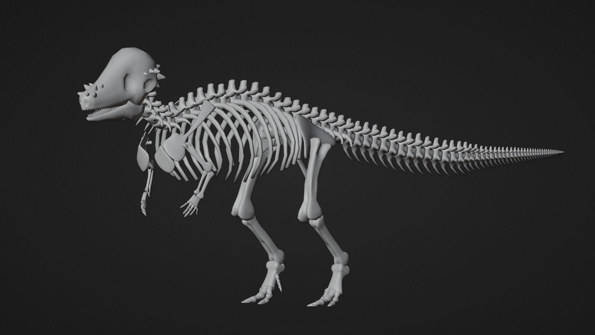 Realistic Ancient Reptilians Fossil - Pachycephalosaurus Low-poly 3D model_10