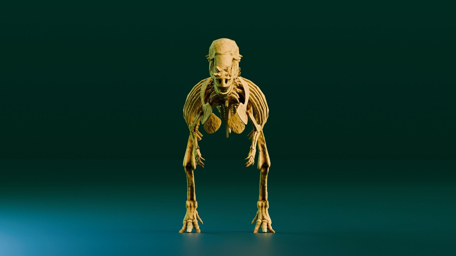 Realistic Ancient Reptilians Fossil - Pachycephalosaurus Low-poly 3D model_6