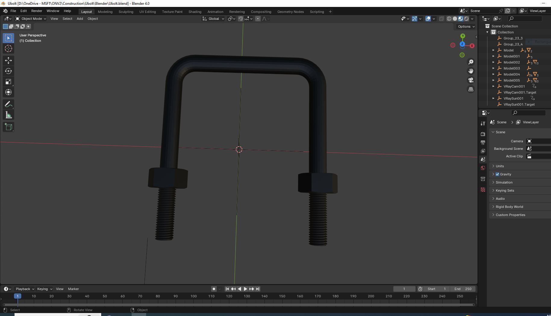 Ubolt Low-poly 3D model_3