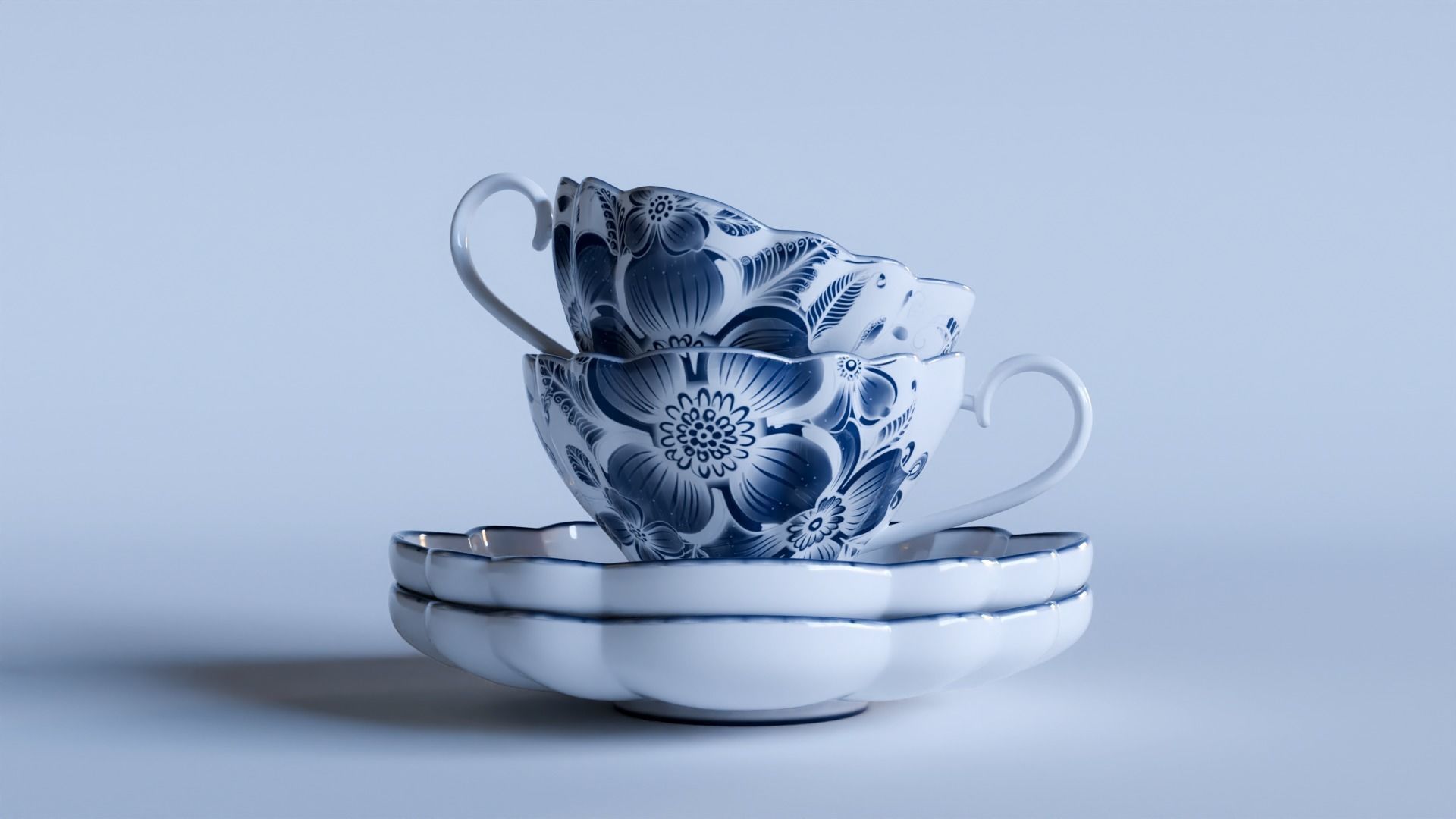 Tea-cup set 3D model_3