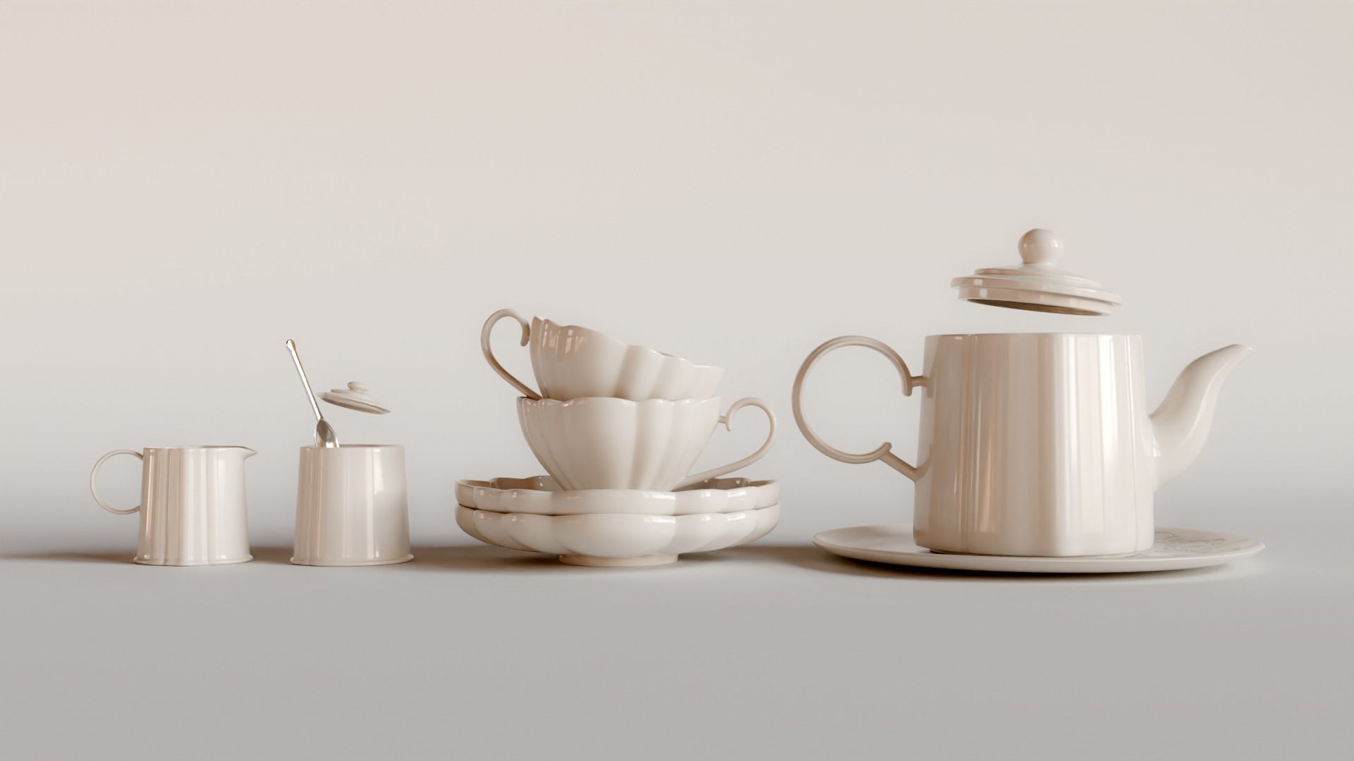 Tea-cup set 3D model_2