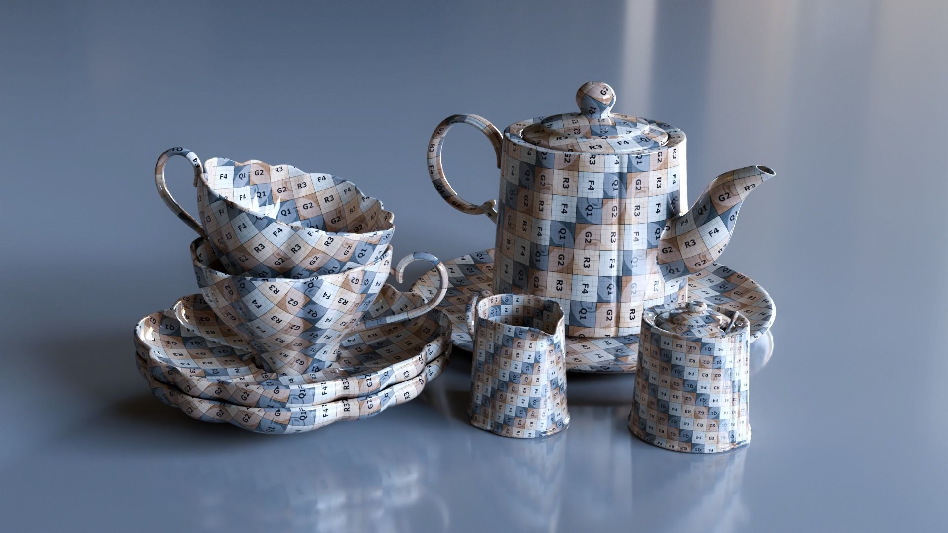 Tea-cup set 3D model_8