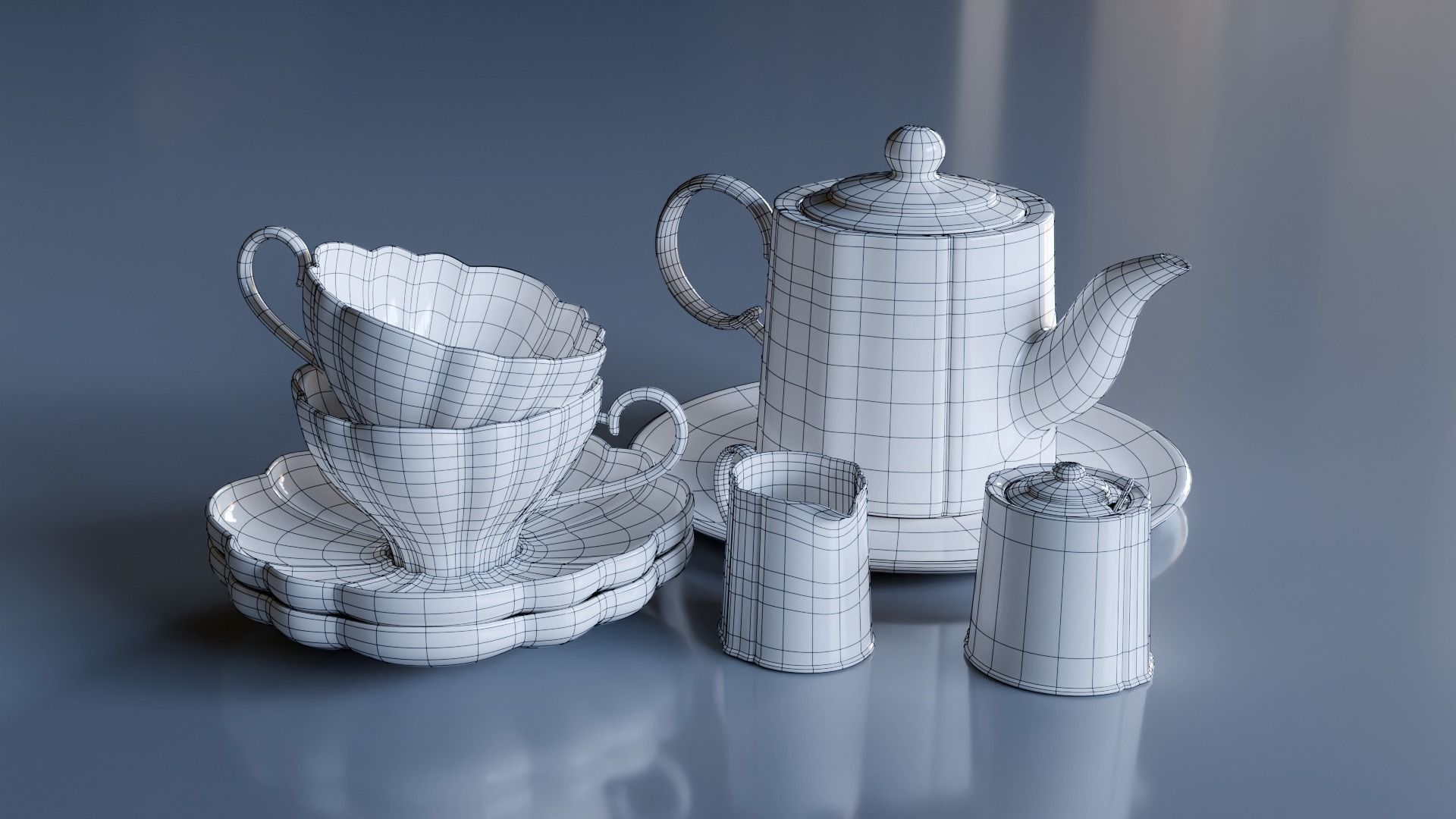 Tea-cup set 3D model_7