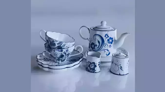 Tea-cup set 3D model