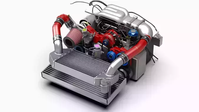 13B Turbo Rotary Engine  Low-poly 3D model