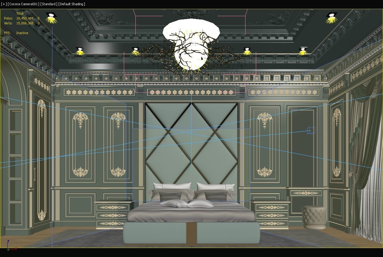 Luxury Classic Bedroom Interior 3D model_4