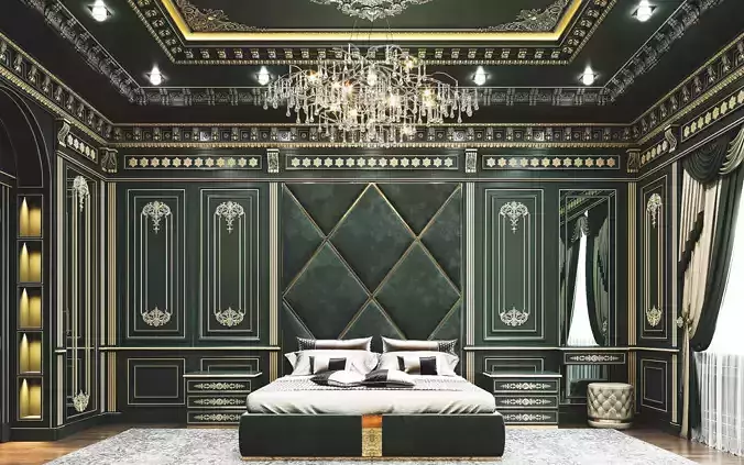 Luxury Classic Bedroom Interior 3D model