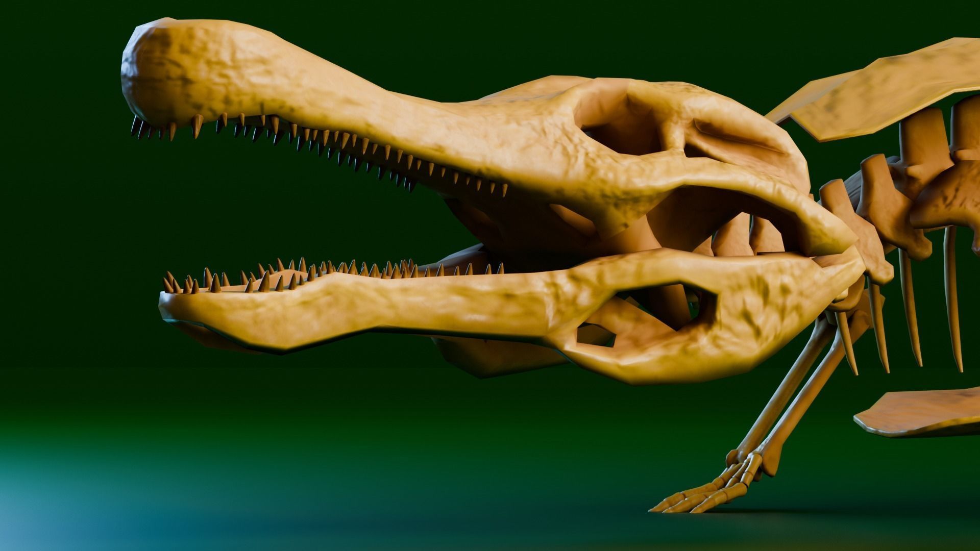 Realistic Ancient Reptilians Fossil - Sarcosuchus Low-poly 3D model_2