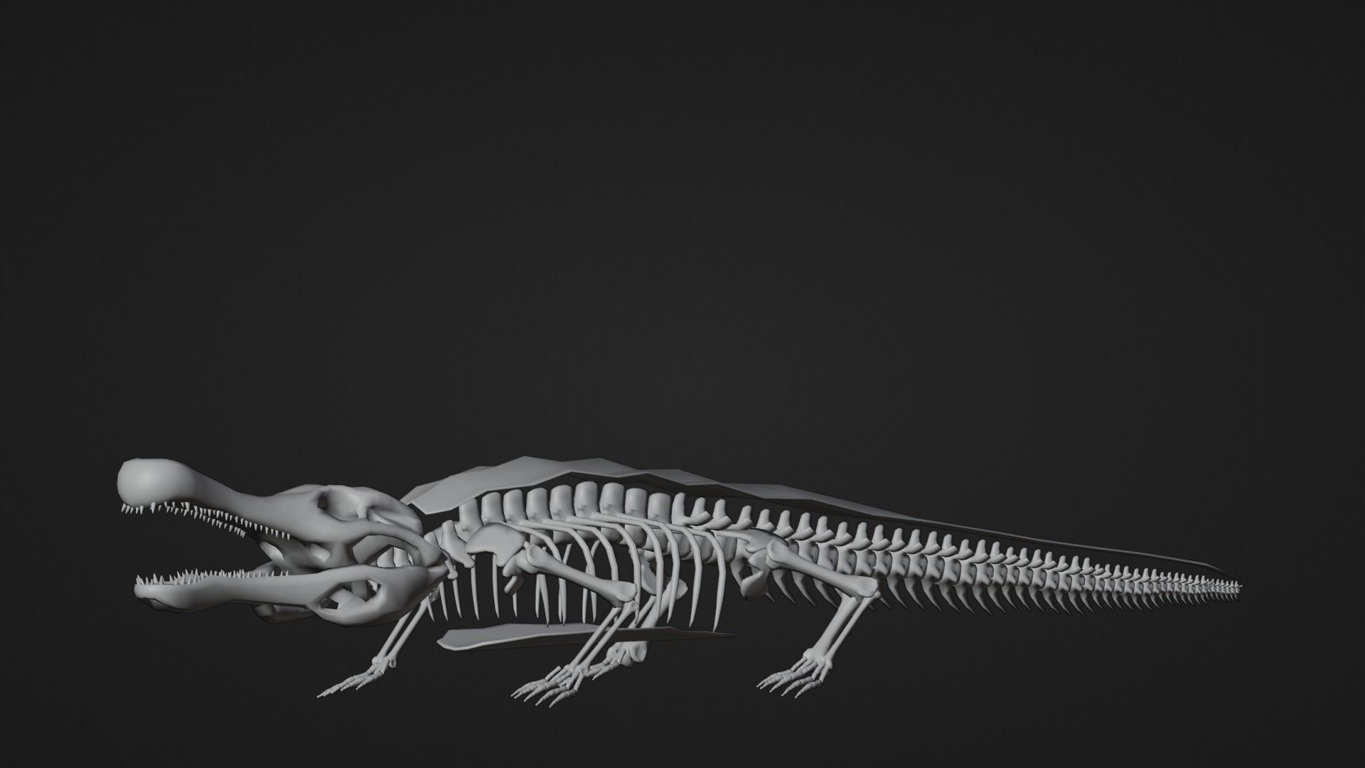Realistic Ancient Reptilians Fossil - Sarcosuchus Low-poly 3D model_9
