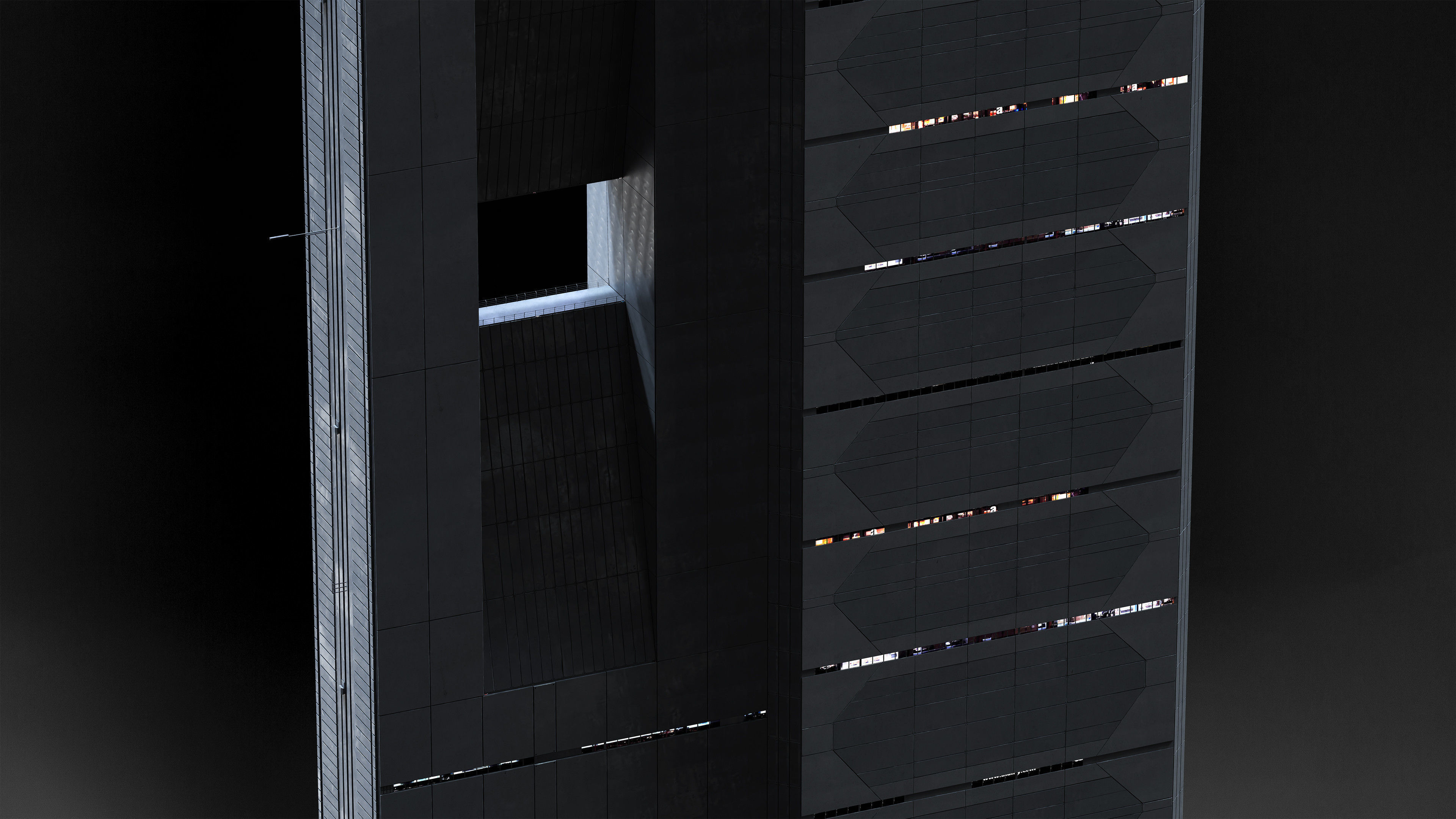 Brutalist Scifi Future Building 03 3D model_1