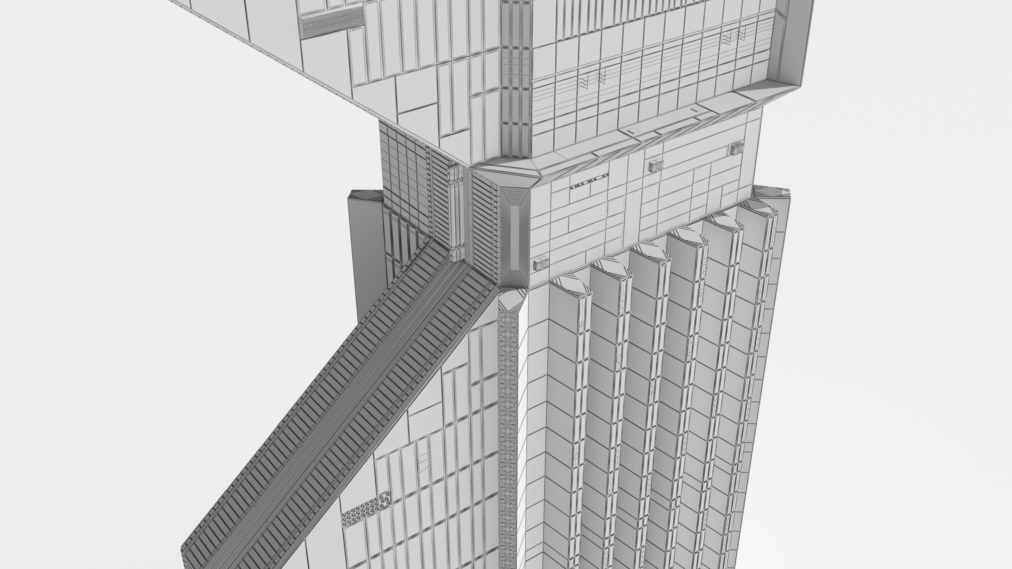 Brutalist Scifi Future Building 03 3D model_7