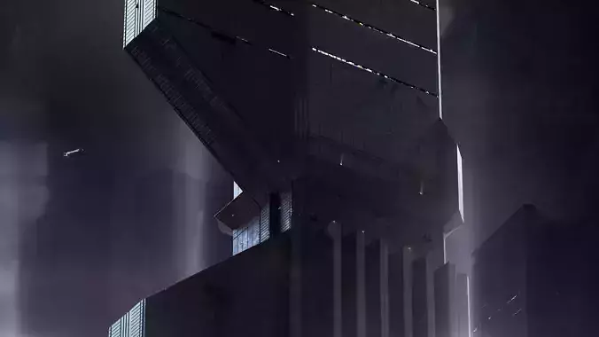 Brutalist Scifi Future Building 03 3D model