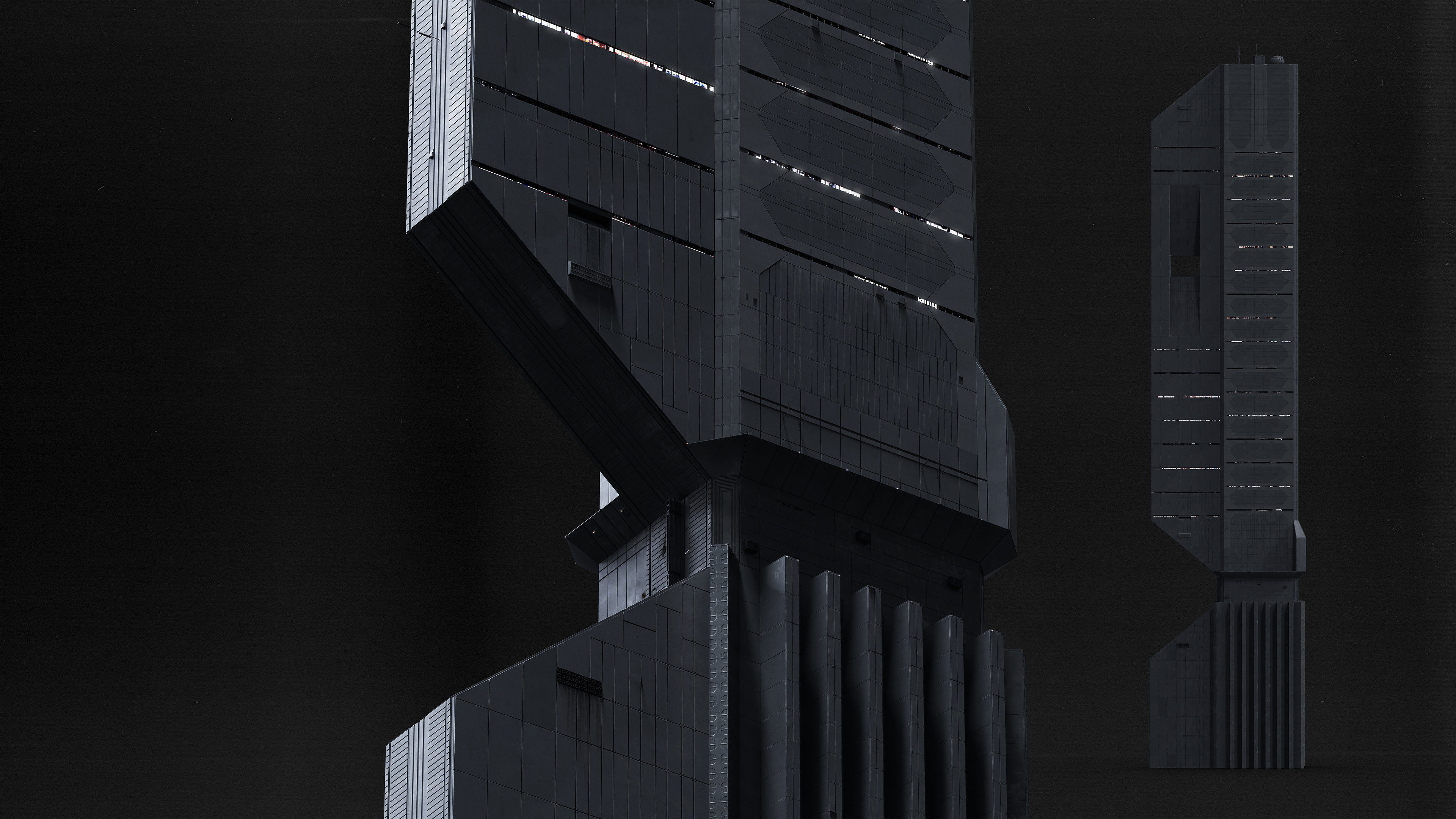 Brutalist Scifi Future Building 03 3D model_4