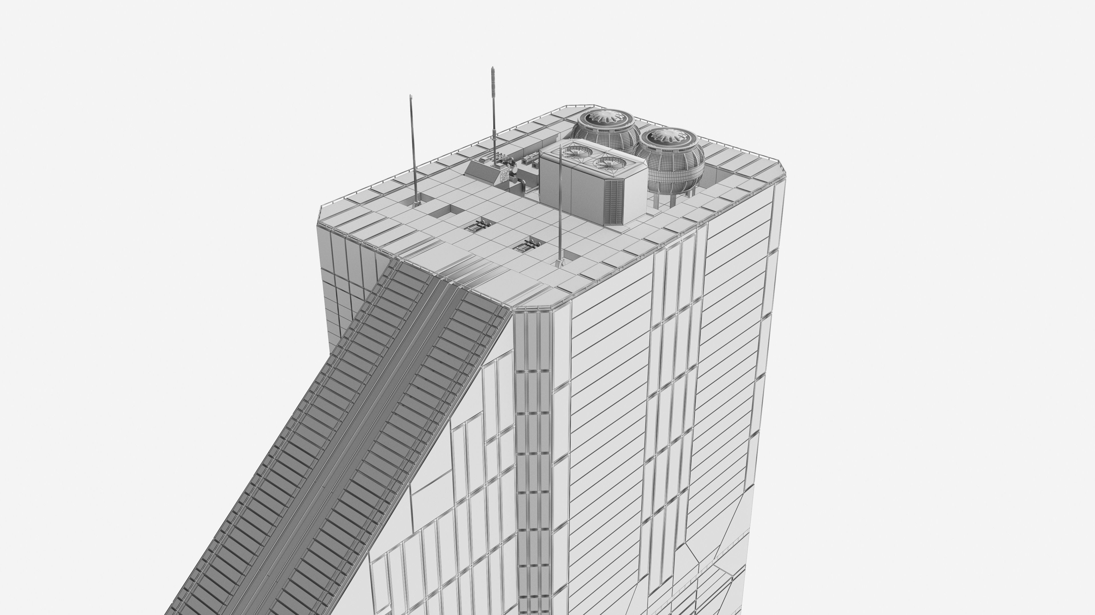 Brutalist Scifi Future Building 03 3D model_8