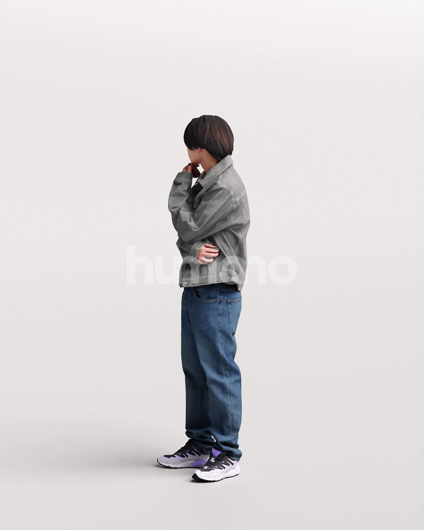 Asian man walking standing by Humano - 3 models and 1 Free model 3D Model Collection_68