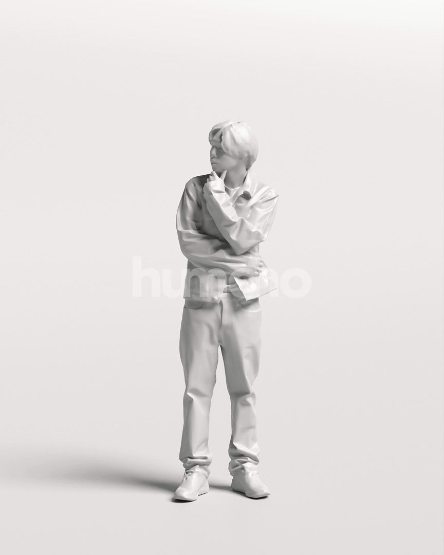 Asian man walking standing by Humano - 3 models and 1 Free model 3D Model Collection_12
