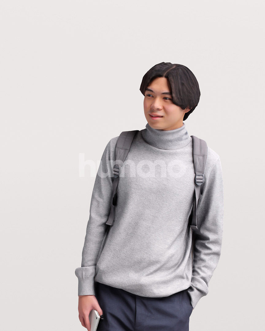 Asian man walking standing by Humano - 3 models and 1 Free model 3D Model Collection_34