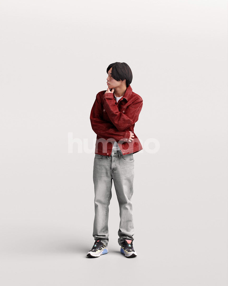 Asian man walking standing by Humano - 3 models and 1 Free model 3D Model Collection_17