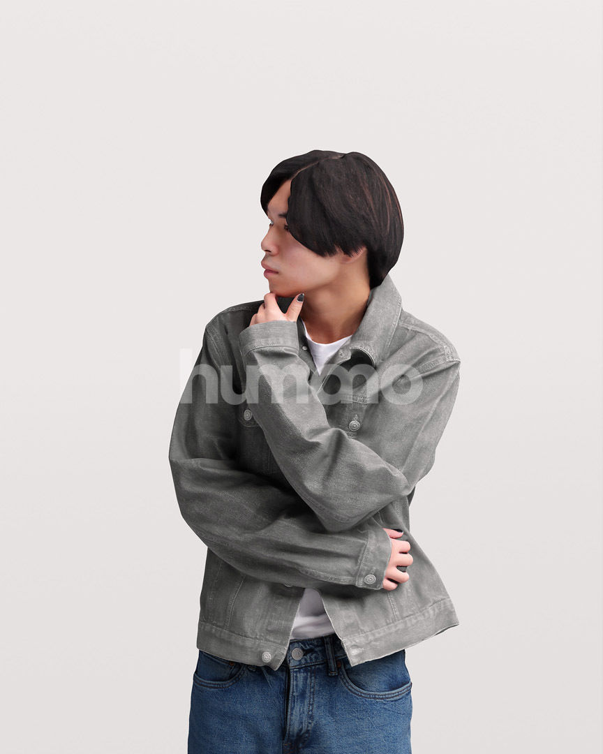 Asian man walking standing by Humano - 3 models and 1 Free model 3D Model Collection_28