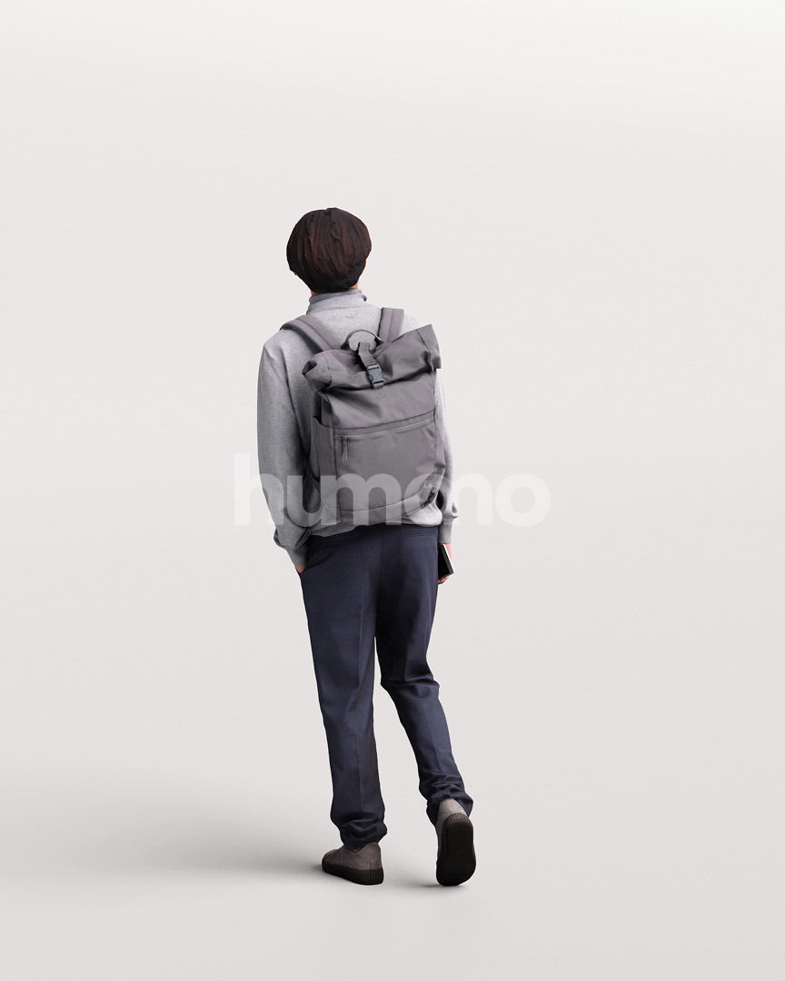 Asian man walking standing by Humano - 3 models and 1 Free model 3D Model Collection_14