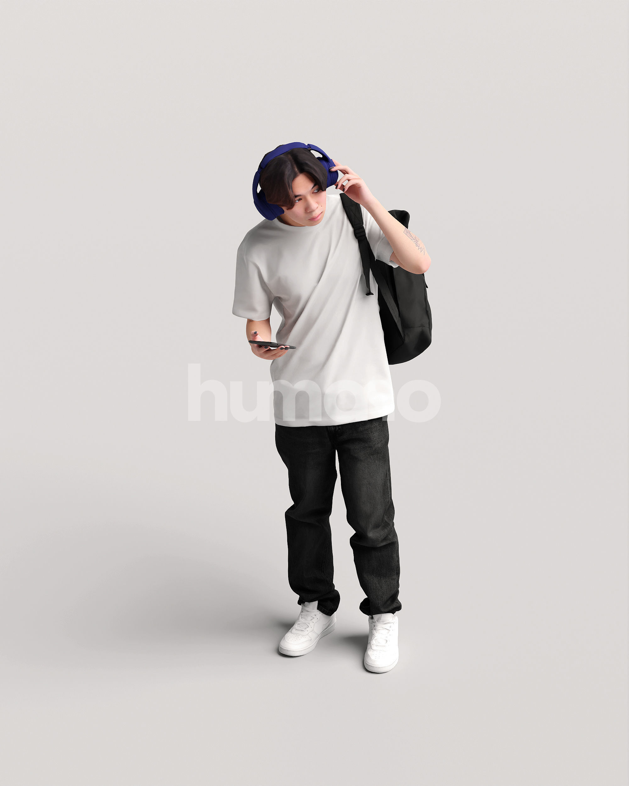 Asian man walking standing by Humano - 3 models and 1 Free model 3D Model Collection_51