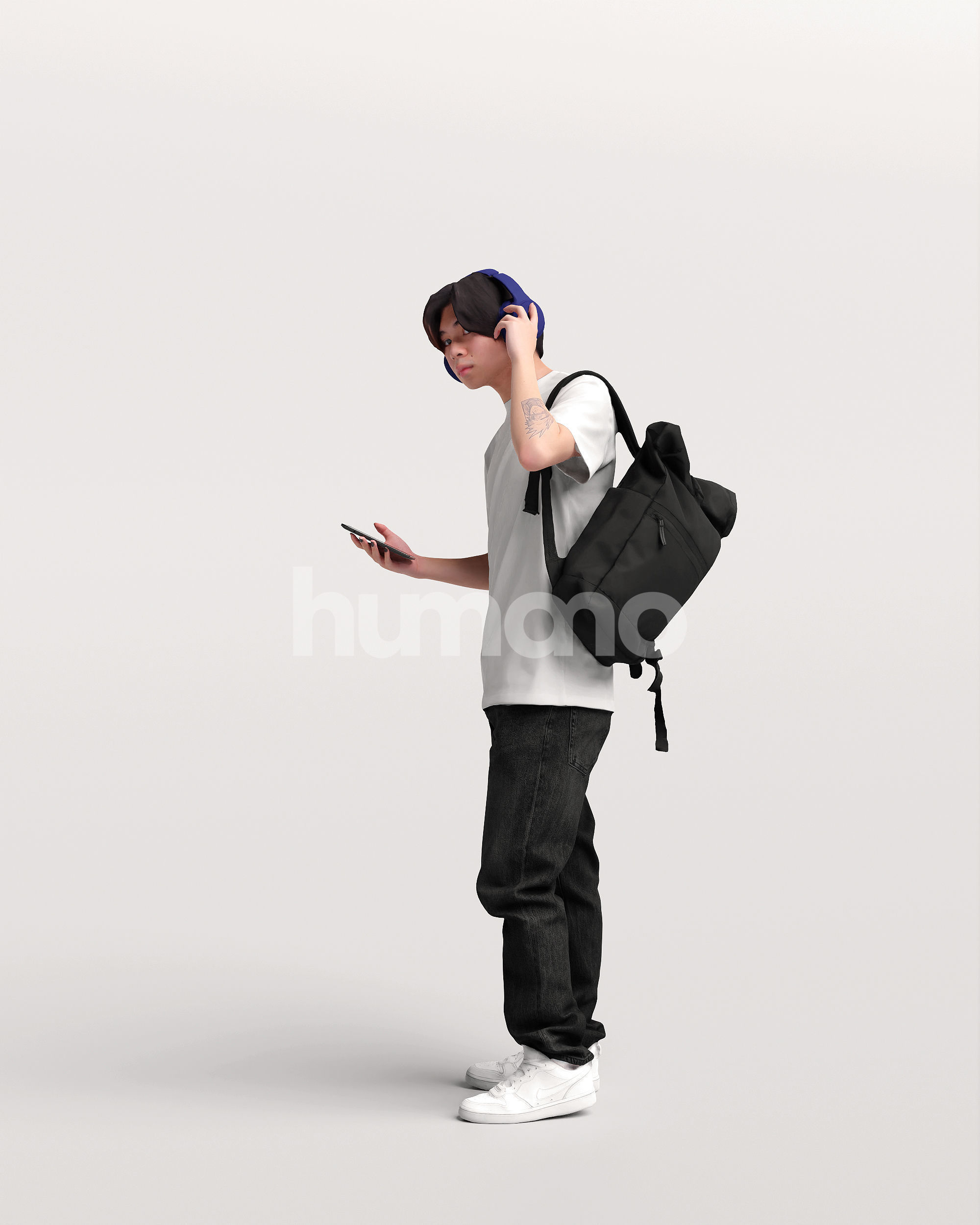 Asian man walking standing by Humano - 3 models and 1 Free model 3D Model Collection_55